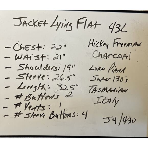 Hickey Freeman 43L Loro Piana Charcoal Dark Gray Blazer Suit Coat Jacket - Picture 9 of 14